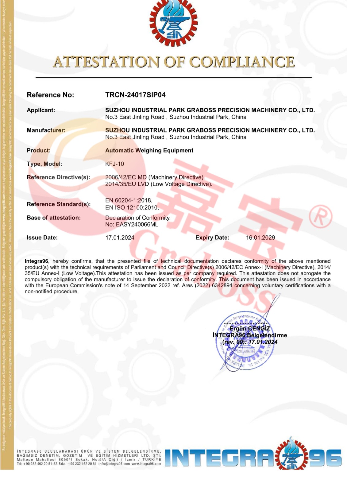 CE certification: automat...